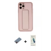 MARSİLYAN™- iPhone 11 Pro Kılıf Akış Doku - Şeffaf Pasifik Cam Ekran Koruyucu + Metal Kamera Lens Koruma Cam - KI