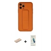 MARSİLYAN™- iPhone 11 Pro Kılıf Akış Doku - Şeffaf Pasifik Cam Ekran Koruyucu + Renkli Kamera Lens Koruma Cam - MI