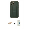 MARSİLYAN™- iPhone 11 Pro Kılıf Akış Doku - Şeffaf Pasifik Cam Ekran Koruyucu + Turuncu Renkli Kamera Lens Koruma Cam