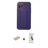 MARSİLYAN™- iPhone 11 Pro Kılıf Akış Doku - Şeffaf Pasifik Cam Ekran Koruyucu + Turuncu Renkli Kamera Lens Koruma Cam