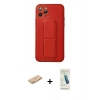 MARSİLYAN™- iPhone 11 Pro Kılıf Akış Doku - Şeffaf Pasifik Cam Ekran Koruyucu + Turuncu Renkli Kamera Lens Koruma Cam