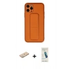 MARSİLYAN™- iPhone 11 Pro Kılıf Akış Doku - Şeffaf Pasifik Cam Ekran Koruyucu + Yeşil Renkli Kamera Lens Koruma Cam