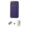 MARSİLYAN™- iPhone 11 Pro Kılıf Akış Doku - Siyah 20D Premium Cam Ekran Koruyucu + Shine Kamera Lens Koruma Cam - GI