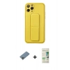 MARSİLYAN™- iPhone 11 Pro Kılıf Akış Doku - Siyah 20D Premium Cam Ekran Koruyucu + Shine Kamera Lens Koruma Cam - GI