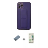 MARSİLYAN™- iPhone 11 Pro Kılıf Akış Doku - Siyah 20D Premium Cam Ekran Koruyucu + Shine Kamera Lens Koruma Cam - GS