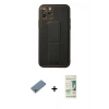 MARSİLYAN™- iPhone 11 Pro Kılıf Akış Doku - Siyah 20D Premium Cam Ekran Koruyucu + Shine Kamera Lens Koruma Cam - GS