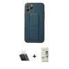 MARSİLYAN™- iPhone 11 Pro Kılıf Akış Doku - Siyah 20D Premium Cam Ekran Koruyucu + Kamera Lens Koruma Cam - SF