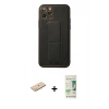 MARSİLYAN™- iPhone 11 Pro Kılıf Akış Doku - Siyah 20D Premium Cam Ekran Koruyucu + Renkli Kamera Lens Koruma Cam - MI