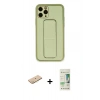 MARSİLYAN™- iPhone 11 Pro Kılıf Akış Doku - Siyah 20D Premium Cam Ekran Koruyucu + Renkli Kamera Lens Koruma Cam - SI