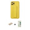 MARSİLYAN™- iPhone 11 Pro Kılıf Akış Doku - Siyah 20D Premium Cam Ekran Koruyucu + Renkli Kamera Lens Koruma Cam - SI