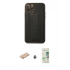MARSİLYAN™- iPhone 11 Pro Kılıf Akış Doku - Siyah 20D Premium Cam Ekran Koruyucu + Renkli Kamera Lens Koruma Cam - TU