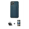 MARSİLYAN™- iPhone 11 Pro Kılıf Akış Doku - Siyah 34D Hayalet Izgaralı Cam + Kamera Lens Koruma Cam - SF