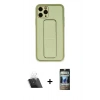 MARSİLYAN™- iPhone 11 Pro Kılıf Akış Doku - Siyah 34D Hayalet Izgaralı Cam + Kamera Lens Koruma Cam - SF