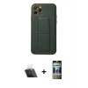 MARSİLYAN™- iPhone 11 Pro Kılıf Akış Doku - Siyah 34D Hayalet Izgaralı Cam + Kamera Lens Koruma Cam - SF