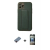 MARSİLYAN™- iPhone 11 Pro Kılıf Akış Doku - Siyah 34D Hayalet Izgaralı Cam + Metal Kamera Lens Koruma Cam - KI