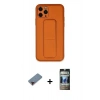 MARSİLYAN™- iPhone 11 Pro Kılıf Akış Doku - Siyah 34D Hayalet Izgaralı Cam + Metal Kamera Lens Koruma Cam - KI
