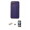MARSİLYAN™- iPhone 11 Pro Kılıf Akış Doku - Siyah 34D Hayalet Izgaralı Cam + Renkli Kamera Lens Koruma Cam - YL