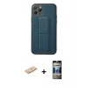 MARSİLYAN™- iPhone 11 Pro Kılıf Akış Doku - Siyah 34D Hayalet Izgaralı Cam + Renkli Kamera Lens Koruma Cam - MI