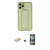 MARSİLYAN™- iPhone 11 Pro Kılıf Akış Doku - Siyah 34D Hayalet Izgaralı Cam + Renkli Kamera Lens Koruma Cam - MI