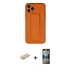 MARSİLYAN™- iPhone 11 Pro Kılıf Akış Doku - Siyah 34D Hayalet Izgaralı Cam + Renkli Kamera Lens Koruma Cam - YL