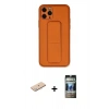 MARSİLYAN™- iPhone 11 Pro Kılıf Akış Doku - Siyah 34D Hayalet Izgaralı Cam + Renkli Kamera Lens Koruma Cam - MI