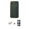 MARSİLYAN™- iPhone 11 Pro Kılıf Akış Doku - Siyah 34D Hayalet Izgaralı Cam + Sarı Renkli Kamera Lens Koruma Cam