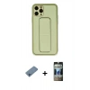 MARSİLYAN™- iPhone 11 Pro Kılıf Akış Doku - Siyah 34D Hayalet Izgaralı Cam + Shine Kamera Lens Koruma Cam - MI