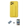 MARSİLYAN™- iPhone 11 Pro Kılıf Akış Doku - Siyah 34D Hayalet Izgaralı Cam + Shine Kamera Lens Koruma Cam - MI
