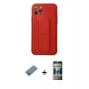 MARSİLYAN™- iPhone 11 Pro Kılıf Akış Doku - Siyah 34D Hayalet Izgaralı Cam + Shine Kamera Lens Koruma Cam - MI