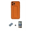 MARSİLYAN™- iPhone 11 Pro Kılıf Akış Doku - Siyah 34D Hayalet Izgaralı Cam + Shine Kamera Lens Koruma Cam - MI