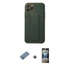 MARSİLYAN™- iPhone 11 Pro Kılıf Akış Doku - Siyah 34D Hayalet Izgaralı Cam + Shine Kamera Lens Koruma Cam - MI