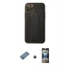 MARSİLYAN™- iPhone 11 Pro Kılıf Akış Doku - Siyah 34D Hayalet Izgaralı Cam + Shine Kamera Lens Koruma Cam - MI