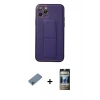 MARSİLYAN™- iPhone 11 Pro Kılıf Akış Doku - Siyah 34D Hayalet Izgaralı Cam + Shine Kamera Lens Koruma Cam - SABE