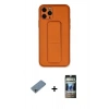 MARSİLYAN™- iPhone 11 Pro Kılıf Akış Doku - Siyah 34D Hayalet Izgaralı Cam + Shine Kamera Lens Koruma Cam - SABE