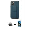 MARSİLYAN™- iPhone 11 Pro Kılıf Akış Doku - Siyah 34D Izgaralı Cam + Kamera Lens Koruma Cam - SF