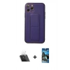 MARSİLYAN™- iPhone 11 Pro Kılıf Akış Doku - Siyah 34D Izgaralı Cam + Kamera Lens Koruma Cam - SF