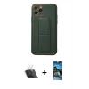MARSİLYAN™- iPhone 11 Pro Kılıf Akış Doku - Siyah 34D Izgaralı Cam + Kamera Lens Koruma Cam - SF