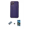 MARSİLYAN™- iPhone 11 Pro Kılıf Akış Doku - Siyah 34D Izgaralı Cam + Pembe Shine Kamera Lens Koruma Cam