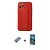 MARSİLYAN™- iPhone 11 Pro Kılıf Akış Doku - Siyah 34D Izgaralı Cam + Shine Kamera Lens Koruma Cam - SH