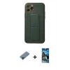 MARSİLYAN™- iPhone 11 Pro Kılıf Akış Doku - Siyah 34D Izgaralı Cam + Shine Kamera Lens Koruma Cam - SH