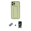 MARSİLYAN™- iPhone 11 Pro Kılıf Akış Doku - Siyah 360 Mat Full Body Arka Koruyucu + Shine Kamera Lens Koruma Cam - GS