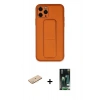 MARSİLYAN™- iPhone 11 Pro Kılıf Akış Doku - Siyah 360 Mat Full Body Arka Koruyucu + Renkli Kamera Lens Koruma Cam - PE