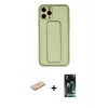 MARSİLYAN™- iPhone 11 Pro Kılıf Akış Doku - Siyah 360 Mat Full Body Arka Koruyucu + Renkli Kamera Lens Koruma Cam - PE