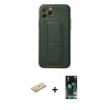 MARSİLYAN™- iPhone 11 Pro Kılıf Akış Doku - Siyah 360 Mat Full Body Arka Koruyucu + Renkli Kamera Lens Koruma Cam - YL
