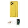 MARSİLYAN™- iPhone 11 Pro Kılıf Akış Doku - Siyah 360 Mat Full Body Arka Koruyucu + Renkli Kamera Lens Koruma Cam - SI