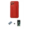 MARSİLYAN™- iPhone 11 Pro Kılıf Akış Doku - Siyah 360 Mat Full Body Arka Koruyucu + Shine Kamera Lens Koruma Cam - SABE
