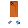 MARSİLYAN™- iPhone 11 Pro Kılıf Akış Doku - Siyah 3D Antistatik Cam Ekran Koruyucu + Metal Kamera Lens Koruma Cam - KI