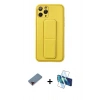 MARSİLYAN™- iPhone 11 Pro Kılıf Akış Doku - Siyah 3D Antistatik Cam Ekran Koruyucu + Metal Kamera Lens Koruma Cam - KI
