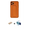 MARSİLYAN™- iPhone 11 Pro Kılıf Akış Doku - Siyah 3D Antistatik Cam Ekran Koruyucu + Renkli Kamera Lens Koruma Cam - TU