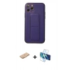 MARSİLYAN™- iPhone 11 Pro Kılıf Akış Doku - Siyah 3D Antistatik Cam Ekran Koruyucu + Renkli Kamera Lens Koruma Cam - TU